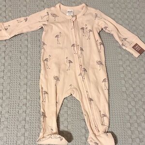 Charming Flamingo Print Baby Footie